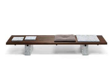PANAREA - Low mahogany and marble garden side table by Exteta