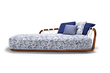 SUNSET BASKET - Mahogany and fabric garden daybed by Exteta