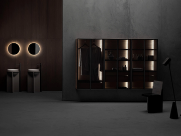 BUTLER - Bathroom wardrobe in aluminum, glass and wood by FALPER