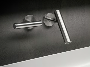 CILINDRO - 2 hole wall-mounted stainless steel washbasin tap by FALPER