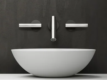 CILINDRO - 3 hole wall-mounted stainless steel washbasin tap by FALPER
