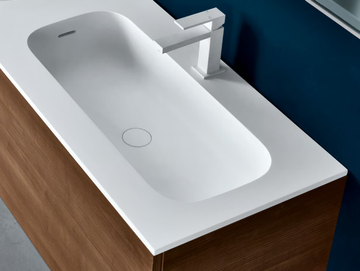 ROUND - Cristalplant® washbasin with integrated countertop by FALPER