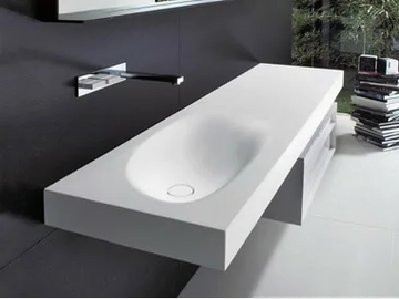 SHAPE H10 - Wall-mounted Cristalplant® washbasin with integrated countertop by FALPER
