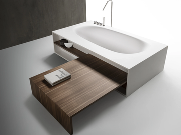 VASCAMISURA - Cristalplant bathtub with wooden bench by FALPER