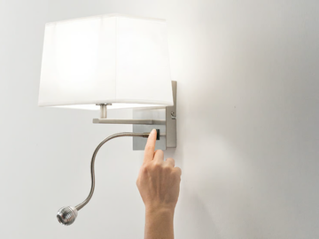 HELLY - LED aluminium and fabric reading lamp with swing arm by Fan Europe Lighting