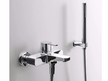 LAMÈ - Wall-mounted bathtub mixer with hand shower by Fantini Rubinetti