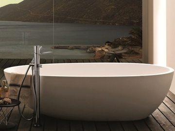 MILANO - 3380A/3080B - Floor standing bathtub mixer with hand shower by Fantini Rubinetti