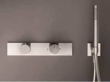 MILANO - D272A/7372B - Wall-mounted stainless steel bathtub mixer with diverter by Fantini Rubinetti