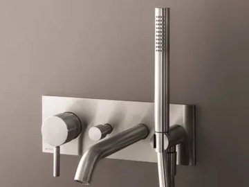 NOSTROMO - D020A/E321B - Wall-mounted bathtub mixer with hand shower by Fantini Rubinetti