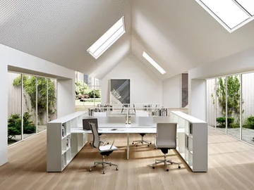 FRAMEWORK 2.0 - Rectangular office desk with shelves by FANTONI