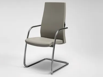 TRENDY - Cantilever leather reception chair with armrests by FANTONI