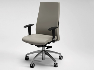 TRENDY - Height-adjustable leather office chair with armrests with 5-Spoke base by FANTONI