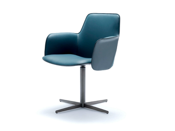 ELECTA - Swivel with 4-spoke base leather chair by Fasem