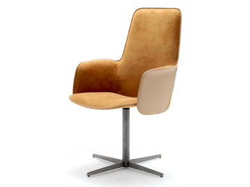 ELECTA TALL - With 4-spoke base leather chair with armrests by Fasem