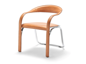 FETTUCCINI - Tanned leather chair with armrests by Fasem