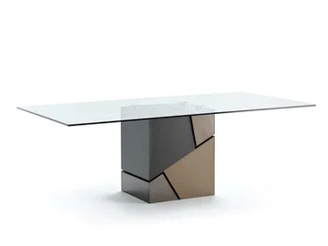 FLAVIO - Rectangular wood and glass dining table by Fasem