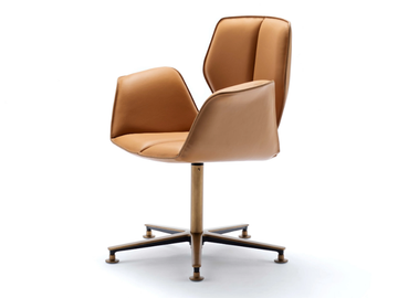 FOSCA BIG - Swivel leather office chair with armrests with 5-Spoke base by Fasem