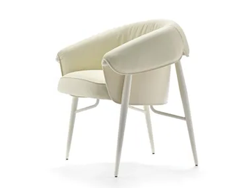 MONTGOMERY - Upholstered tanned leather easy chair with armrests by Fasem