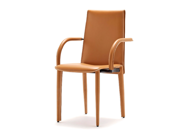 RELAIX - Tanned leather chair with armrests by Fasem