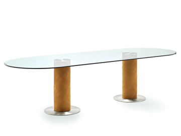 ROLLING - Oval glass dining table by Fasem