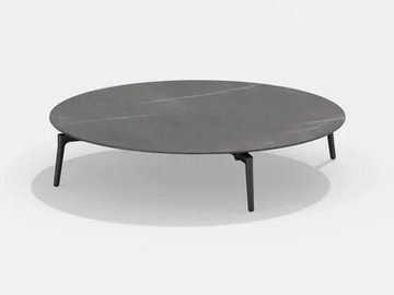 AIKANA - Low round table in painted aluminum with top in porcelain stoneware by FAST