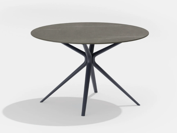 MOAI - Round table in painted aluminium with top in porcelain stoneware by FAST