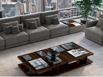 DIALOGO - Low wood veneer coffee table with integrated magazine rack by Febal Casa