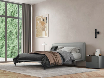 HUG - Imitation leather bed with upholstered headboard by Febal Casa