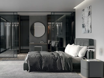 SEURAT - Fabric bed with upholstered headboard by Febal Casa