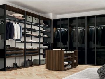 SQUARE - Corner sectional melamine-faced chipboard walk-in wardrobe by Febal Casa