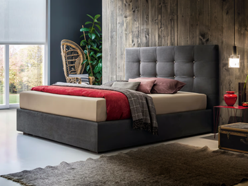 DENNIS - Fabric double bed with upholstered headboard by Felis