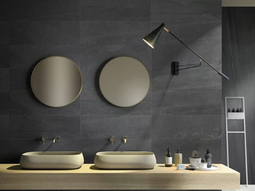 BASALTO NERO ACTIVE - Antibacterial porcelain stoneware wall/floor tiles with stone effect by Fiandre Architectural Surfaces