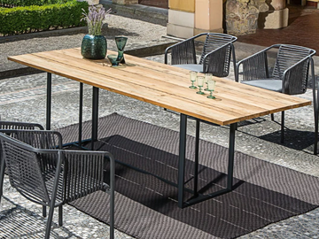 SUITE - Teak and metal garden table by Fischer Möbel