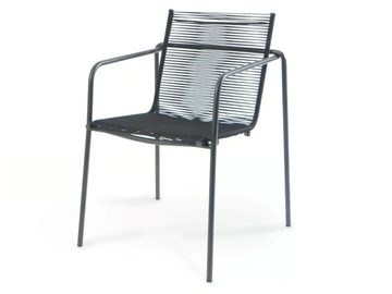 TAKU - Stackable rope garden chair with armrests by Fischer Möbel