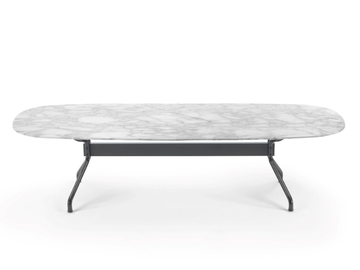 ACADEMY - Stainless steel dining table with marble top by Flexform