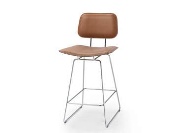 ECHOES S.H. - High tanned leather stool with back by Flexform