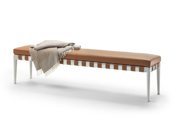 GREGORY - Upholstered tanned leather bench by Flexform
