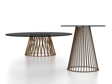 INTRIGO - Round coffee table with metal base by F.lli Orsenigo