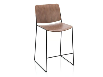LINK WOOD - Stool in walnut and steel plywood by Fornasarig