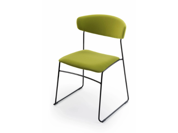 WOLFGANG - Sled base stackable fabric chair with integrated cushion by Fornasarig