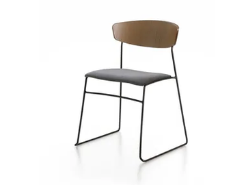 WOLFGANG - Sled base wooden chair with integrated cushion by Fornasarig