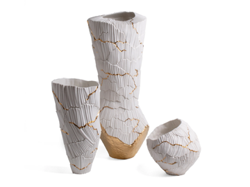 ANEMOS GOLD - Vase in porcelain and gold by Fos Ceramiche