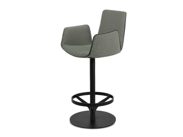AMELIE KITCHEN ARMCHAIR HIGH - Swivel fabric kitchen stool with armrests by Freifrau