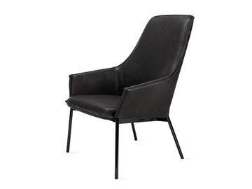 GRACE LOUNGE CHAIR HIGH - Upholstered leather easy chair with armrests by Freifrau
