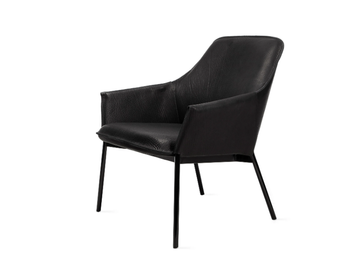 GRACE LOUNGE CHAIR LOW - Upholstered leather easy chair with armrests by Freifrau