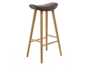 KYA BARSTOOL WOODEN FRAME - Leather barstool with footrest by Freifrau