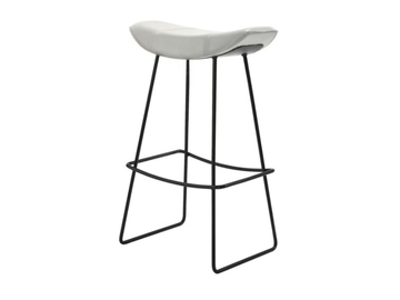 KYA KITCHEN STOOL WIRE FRAME - Sled base leather stool with footrest by Freifrau