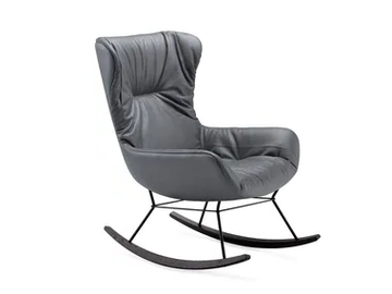 LEYA ROCKING WINGBACK CHAIR - Wing leather armchair with armrests by Freifrau