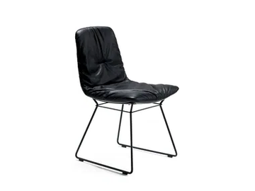 LEYA - Sled base upholstered leather chair by Freifrau