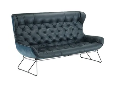 LEYA WINGBACK COUCH - Tufted 3 seater leather sofa by Freifrau